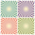 Set of circus graphic radius effects retro green, blue, purple, red color and light brown with halftone for comic background Royalty Free Stock Photo