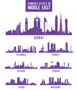 Set of Cities in Middle East Famous Buildings