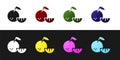 Set Citrus fruit icon isolated on black and white background. Orange in a cut. Healthy lifestyle. Vector Royalty Free Stock Photo