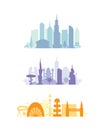 Set city buildings silhouettes. cityscape in future. Modern town elements vector illustration Royalty Free Stock Photo