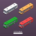 Set with city bus icons