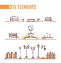 Set of city elements - modern line design style objects