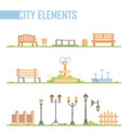 Set of city elements - modern vector cartoon isolated illustration