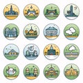 Set of city icons in flat style. Vector illustration for web design Royalty Free Stock Photo