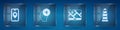 Set City map navigation, Location with person, and Lighthouse. Square glass panels. Vector