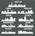 Set of 9 city in New Jersey ( Jersey City, New Brunswick, Trenton, Paterson, Hackensack, Camden, Elizabeth)