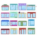 Flat City Shops and Stores Buildings Icons. Royalty Free Stock Photo