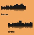 Set of 2 city silhouette in Albania ( Durres, Tirana )