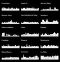 Set of 15 City silhouette in Argentina ( Corrientes, Santa Fe, Buenos Aires, Salta, Parana, Puerto Madero, Mendoza )