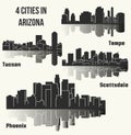 Set of 4 City from Arizona (Phoenix, Scottsdale, Tempe, Tucson) Royalty Free Stock Photo