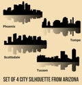 Set of 4 City from Arizona (Phoenix, Scottsdale, Tempe, Tucson) Royalty Free Stock Photo