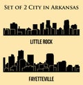 Set of 2 city silhouette in Arkansas ( Little Rock, Fayetteville )