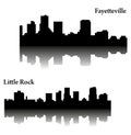 Set of 2 city silhouette in Arkansas ( Little Rock, Fayetteville )