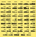 Set of 53 City silhouette in Canada (Toronto, Calgary, Quebec City, Montreal, Ottawa, Vancouver, Niagara Falls,)