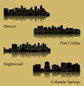 Set of 4 City silhouette in Colorado ( Denver, Colorado Springs, Fort Collins, Englewood )