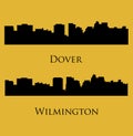 Set of 2 City Silhouette in Delaware ( Wilmington, Dover )