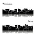 Set of 2 City Silhouette in Delaware ( Wilmington, Dover )