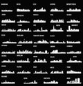 Set of 39 city silhouette in Europe ( London, Berlin, Warsaw, Liverpool, Brussels, Barcelona, Paris, Dusseldorf, )