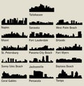 Set of 16 City Silhouette in Florida ( Tallahassee, Miami, Naples, Fort Lauderdale, Orlando, Jacksonville, Pensacola )