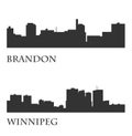 Set of 2 City silhouette in Manitoba, Canada ( Winnipeg, Brandon )