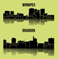 Set of 2 City silhouette in Manitoba, Canada ( Winnipeg, Brandon )