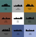 Set of 9 City silhouette (Nashville, Oklahoma City, Newark, Denver, Juneau, Boston, Montgomery, Phoenix, Lansing)