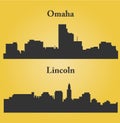 Set of 2 city silhouette in Nebraska ( Lincoln, Omaha )