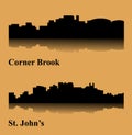 Set of 2 city silhouette in Newfoundland and Labrador, Canada ( St. John\'s, Corner Brook ) Royalty Free Stock Photo