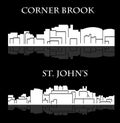 Set of 2 city silhouette in Newfoundland and Labrador, Canada ( St. John\'s, Corner Brook ) Royalty Free Stock Photo