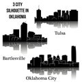 Set of 3 city silhouette in Oklahoma ( Oklahoma City, Tulsa, Bartlesville )