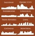 Set of 8 City silhouette in Quebec, Canada ( Gateneau, Laval, Saguenay, Trois-Rivieres, Sherbrooke )
