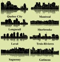 Set of 8 City silhouette in Quebec, Canada ( Gateneau, Laval, Saguenay, Trois-Rivieres, Sherbrooke )