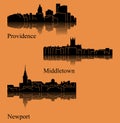 Set of 3 city silhouette in Rhode Island ( Providence, Middletown, Newport ) Royalty Free Stock Photo