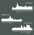 Set of 3 city silhouette in Rhode Island ( Providence, Middletown, Newport ) Royalty Free Stock Photo