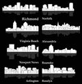 Set of 8 city silhouette in Virginia ( Richmond, Norfolk, Arlington, Virginia Beach, Rosslyn, Roanoke )