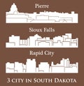 Set of 3 city in South Dakota ( Pierre, Sioux Falls, Rapid City )