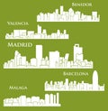 Set of 5 city in Spain (Madrid, Barcelona, Malaga, Benidor, Valencia)