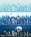 Set of cityscape background. Vector illustration Royalty Free Stock Photo