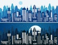 Set of cityscape background. Vector illustration Royalty Free Stock Photo