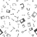 Set Clamp and screw tool, Wrench spanner, Cement bag and Claw hammer on seamless pattern. Vector Royalty Free Stock Photo