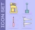 Set Clamp tool, Cement bag, Screwdriver and Snow shovel icon. Vector