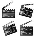 Set with clapperboards on white background. Cinema production