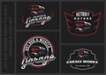 Set of classic car logo, emblems and badges. Royalty Free Stock Photo