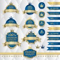 Set of classic gold labels, Vintage elements, Premium quality, Limited edition, Special offer, vector illustration