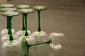 Set of Classic Green Stemmed Wine Glasses