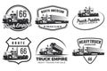 Set of classic heavy truck logo, emblems and badges. Royalty Free Stock Photo