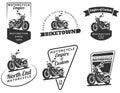 Set of classic motorcycle emblems, badges and icons. Royalty Free Stock Photo