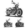 Set of classic motorcycle in vector. Side view. Royalty Free Stock Photo