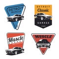 Set of classic muscle car emvlems