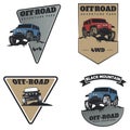 Set of classic off-road suv car emblems, badges and icons.